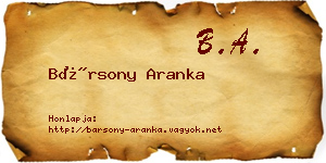 Bársony Aranka névjegykártya